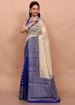 Cream Organza Saree With Blouse Piece - Indian Silk House Agencies