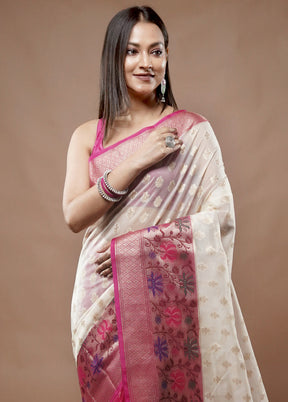 Pink Organza Saree With Blouse Piece - Indian Silk House Agencies