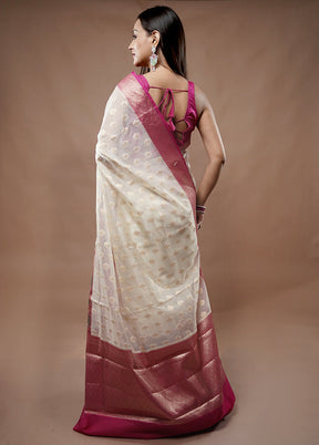 Pink Organza Saree With Blouse Piece - Indian Silk House Agencies