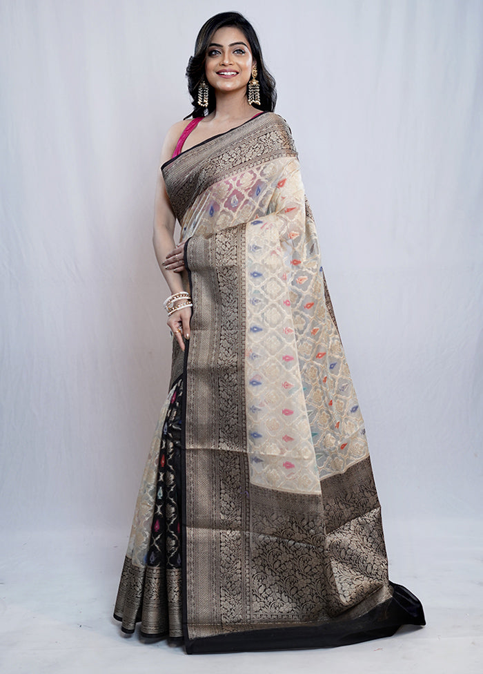 Cream Organza Saree With Blouse Piece - Indian Silk House Agencies