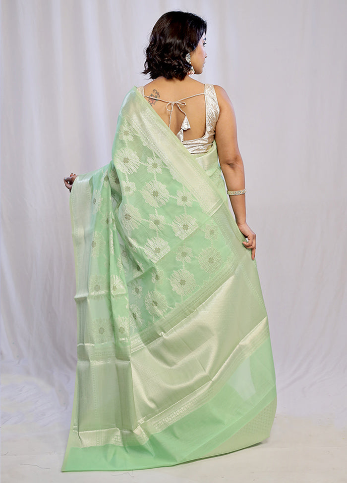 Green Pure Cotton Saree With Blouse Piece - Indian Silk House Agencies