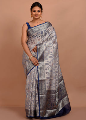 Grey Organza Saree With Blouse Piece - Indian Silk House Agencies