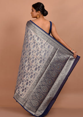 Grey Organza Saree With Blouse Piece - Indian Silk House Agencies