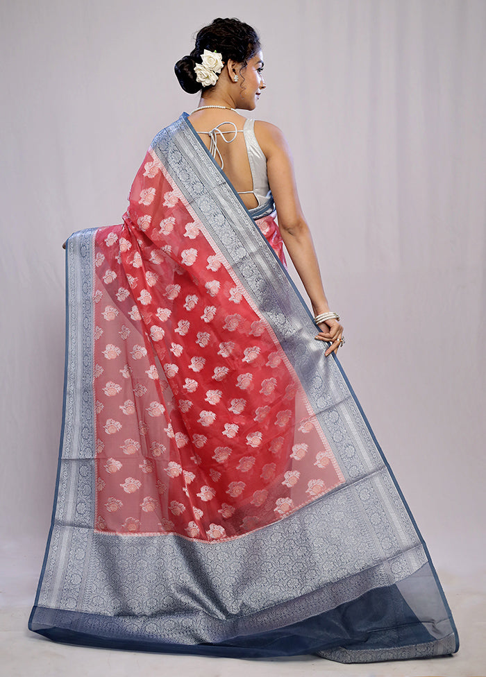 Pink Organza Saree With Blouse Piece - Indian Silk House Agencies