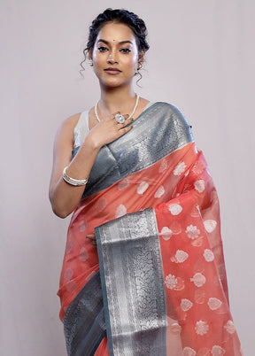 Pink Organza Saree With Blouse Piece - Indian Silk House Agencies