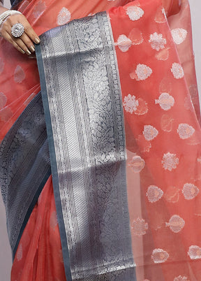 Pink Organza Saree With Blouse Piece - Indian Silk House Agencies