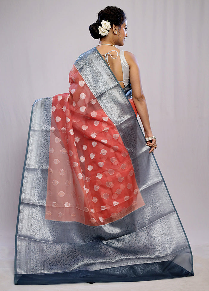 Pink Organza Saree With Blouse Piece - Indian Silk House Agencies