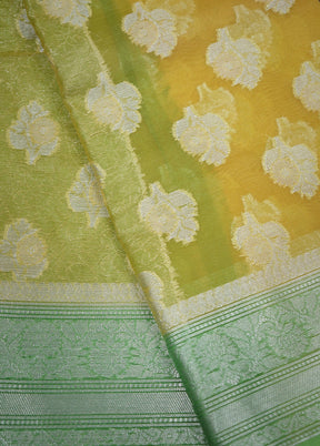 Yellow Organza Saree With Blouse Piece - Indian Silk House Agencies