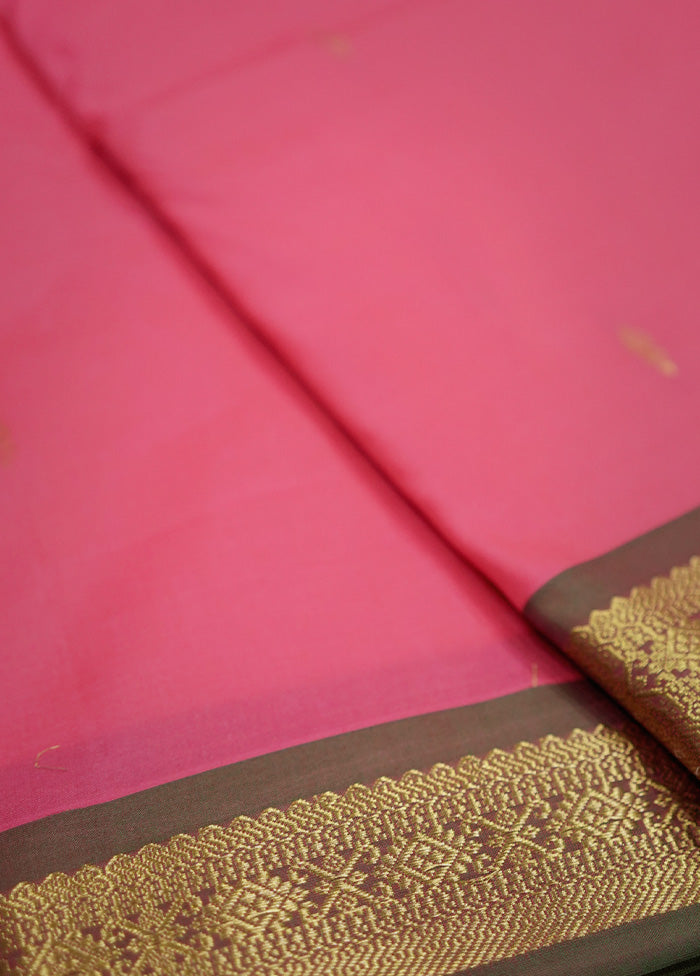 Pink Kanjivaram Pure Silk Saree With Blouse Piece - Indian Silk House Agencies