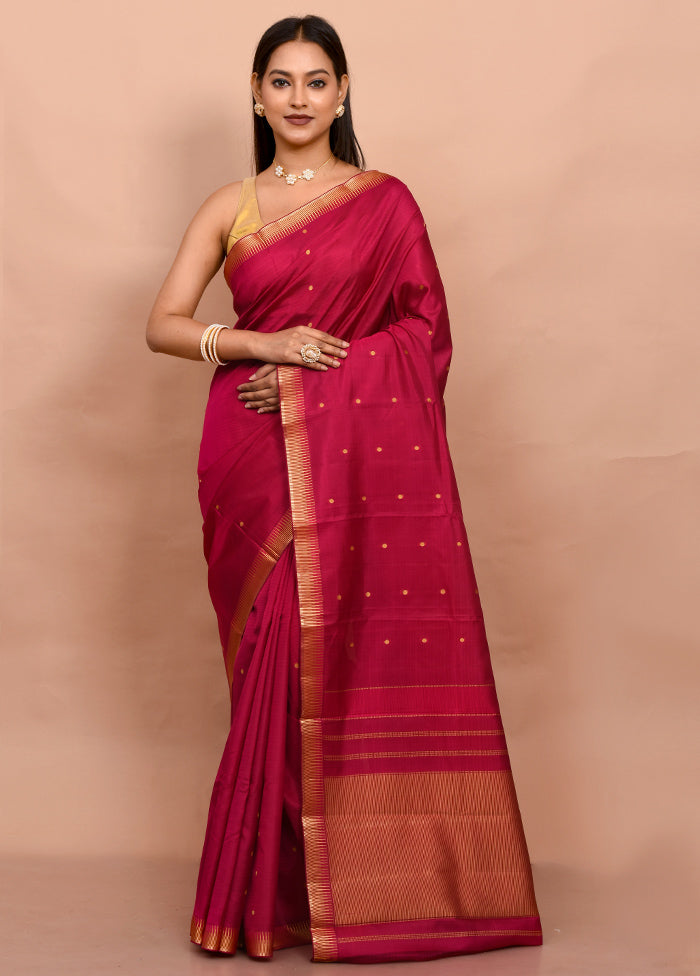 Pink Kanjivaram Silk Saree With Blouse Piece - Indian Silk House Agencies