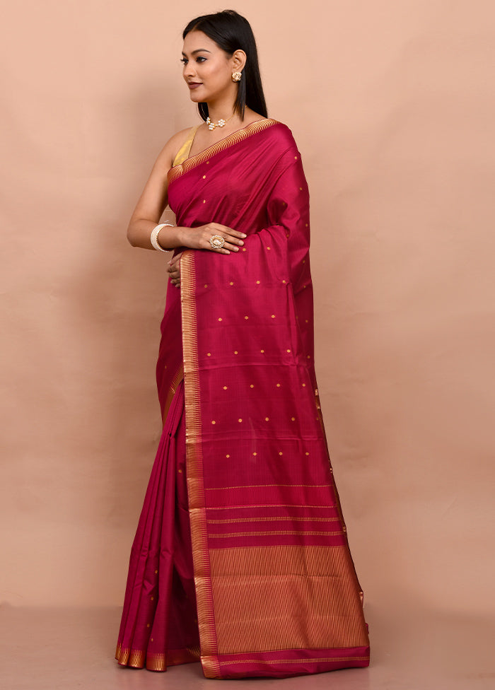 Pink Kanjivaram Silk Saree With Blouse Piece - Indian Silk House Agencies