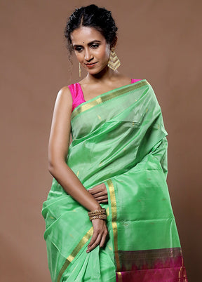 Green Kanjivaram Silk Saree With Blouse Piece - Indian Silk House Agencies