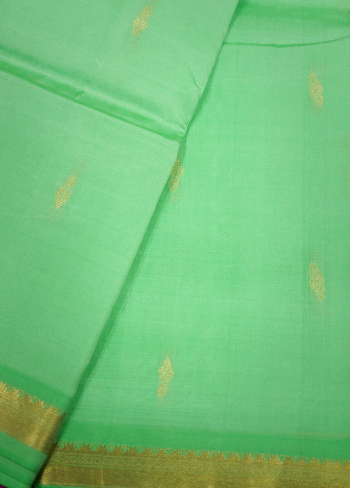 Green Kanjivaram Silk Saree With Blouse Piece - Indian Silk House Agencies