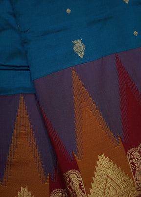 Blue Kanjivaram Pure Silk Saree With Blouse Piece - Indian Silk House Agencies