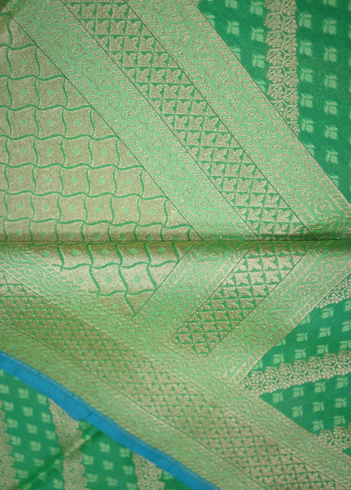 Green Uppada Pure Silk Saree Without Blouse Piece - Indian Silk House Agencies