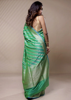 Green Uppada Pure Silk Saree Without Blouse Piece - Indian Silk House Agencies