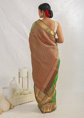 Green Kanjivaram Pure Silk Saree With Blouse Piece - Indian Silk House Agencies