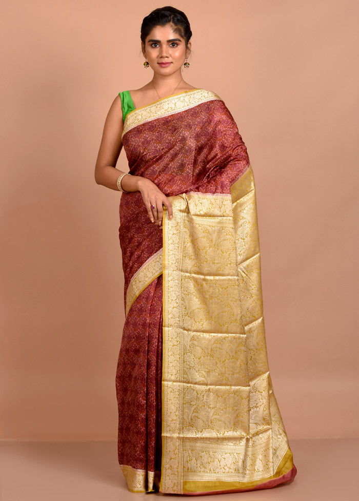 Pink Printed Pure Silk Saree With Blouse Piece - Indian Silk House Agencies