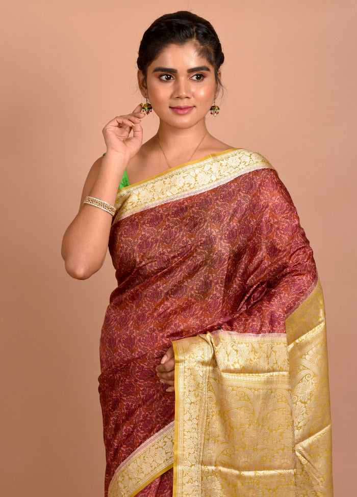 Pink Printed Pure Silk Saree With Blouse Piece - Indian Silk House Agencies