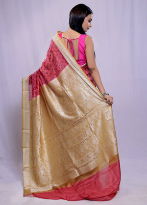 Pink Printed Pure Silk Saree With Blouse Piece - Indian Silk House Agencies