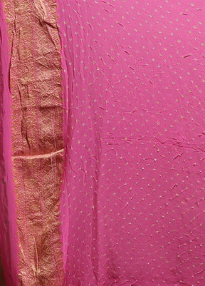 Pink Handloom Pure Georgette Saree With Blouse Piece