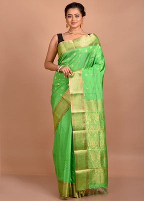 Green Kanjivaram Silk Saree With Blouse Piece - Indian Silk House Agencies