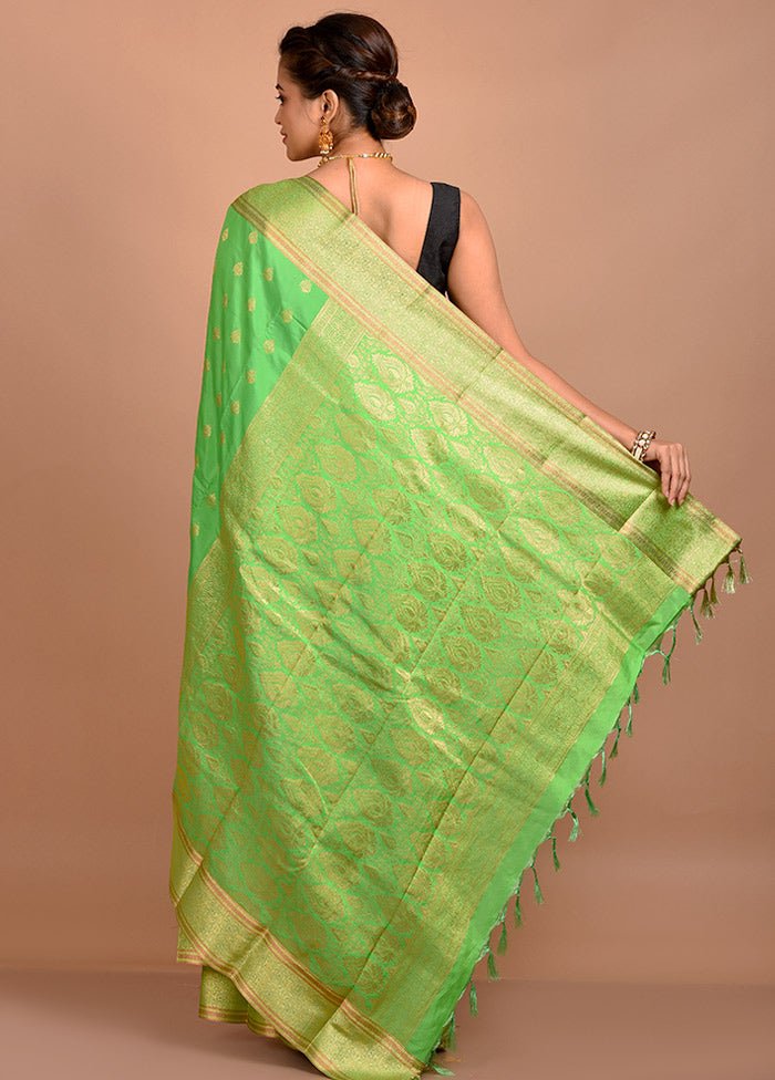 Green Kanjivaram Silk Saree With Blouse Piece - Indian Silk House Agencies