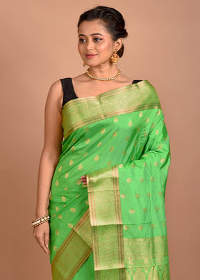 Green Kanjivaram Silk Saree With Blouse Piece - Indian Silk House Agencies