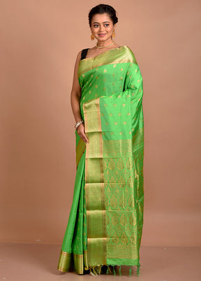 Green Kanjivaram Silk Saree With Blouse Piece - Indian Silk House Agencies