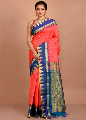 Pink Kanjivaram Silk Saree With Blouse Piece - Indian Silk House Agencies