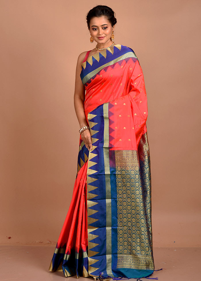 Pink Kanjivaram Silk Saree With Blouse Piece - Indian Silk House Agencies