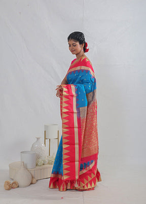 Blue Kanjivaram Silk Saree With Blouse Piece - Indian Silk House Agencies