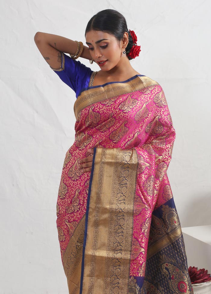 Purple Kanjivaram Pure Silk Saree With Blouse Piece - Indian Silk House Agencies