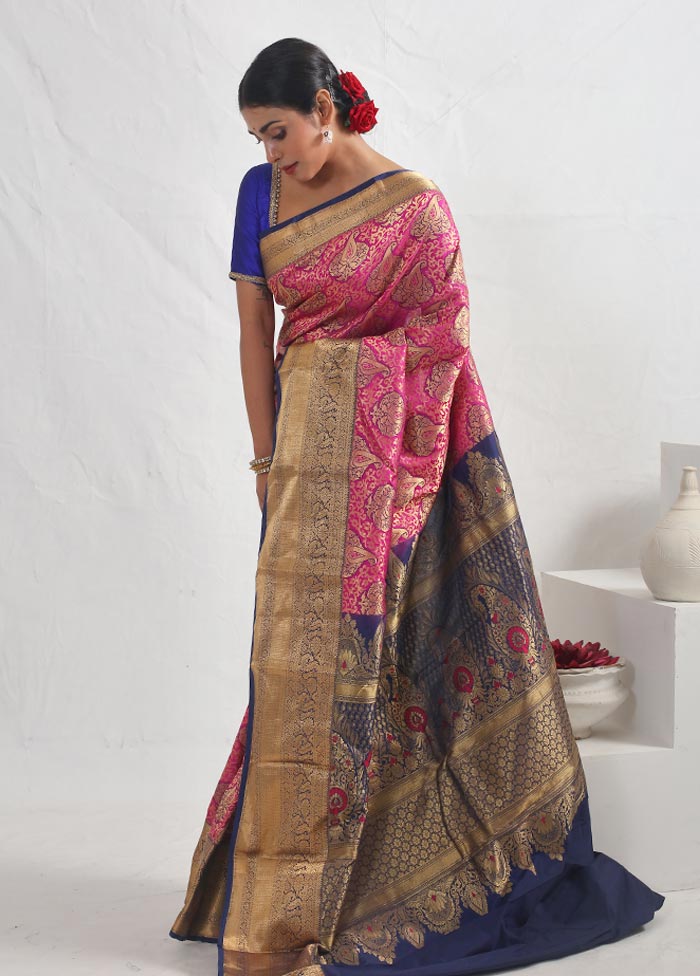 Purple Kanjivaram Pure Silk Saree With Blouse Piece - Indian Silk House Agencies