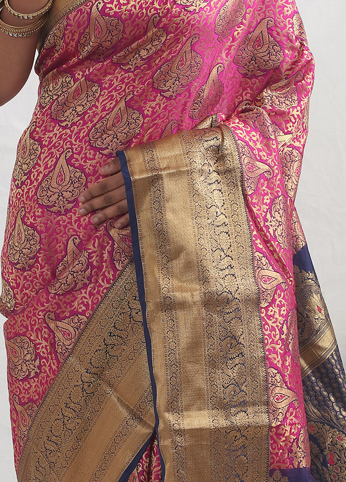 Purple Kanjivaram Pure Silk Saree With Blouse Piece - Indian Silk House Agencies