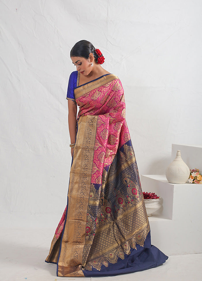 Purple Kanjivaram Pure Silk Saree With Blouse Piece - Indian Silk House Agencies