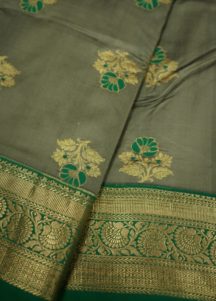 Grey Kanjivaram Silk Saree With Blouse Piece - Indian Silk House Agencies