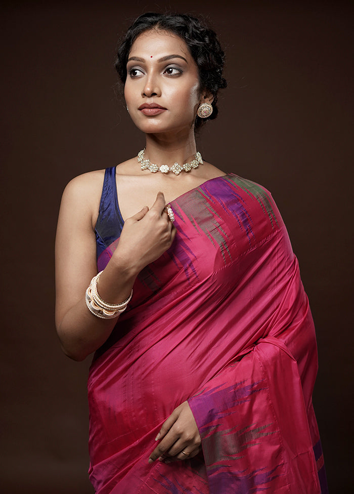 Pink Kanjivaram Silk Saree With Blouse Piece - Indian Silk House Agencies