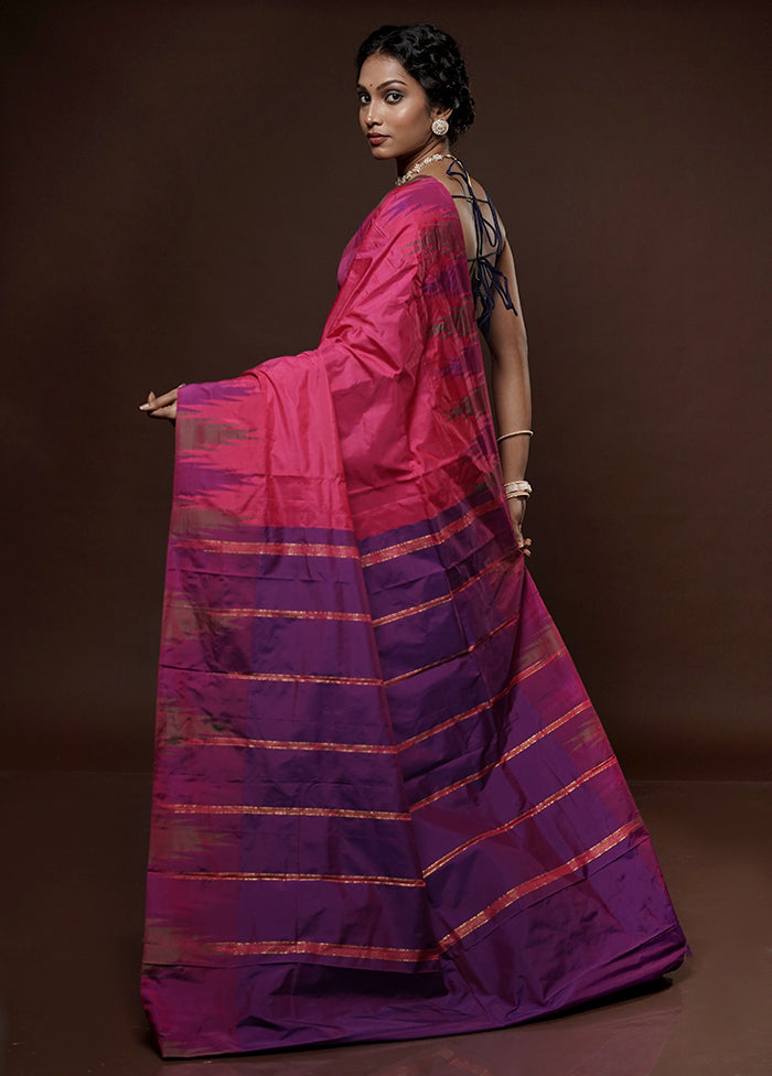 Pink Kanjivaram Silk Saree With Blouse Piece - Indian Silk House Agencies