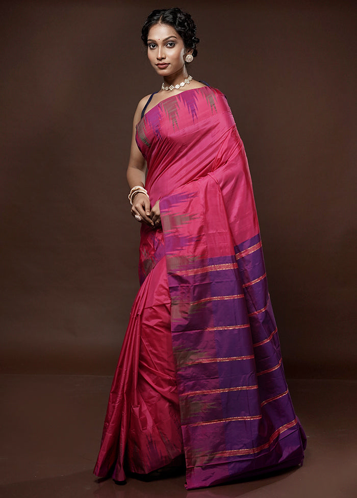 Pink Kanjivaram Silk Saree With Blouse Piece - Indian Silk House Agencies