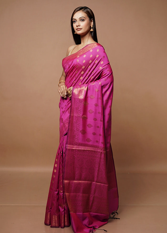 Pink Dupion Silk Saree With Blouse Piece