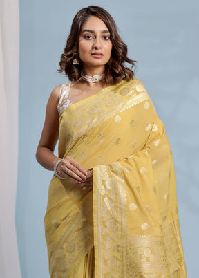 Yellow Uppada Silk Saree With Blouse Piece - Indian Silk House Agencies