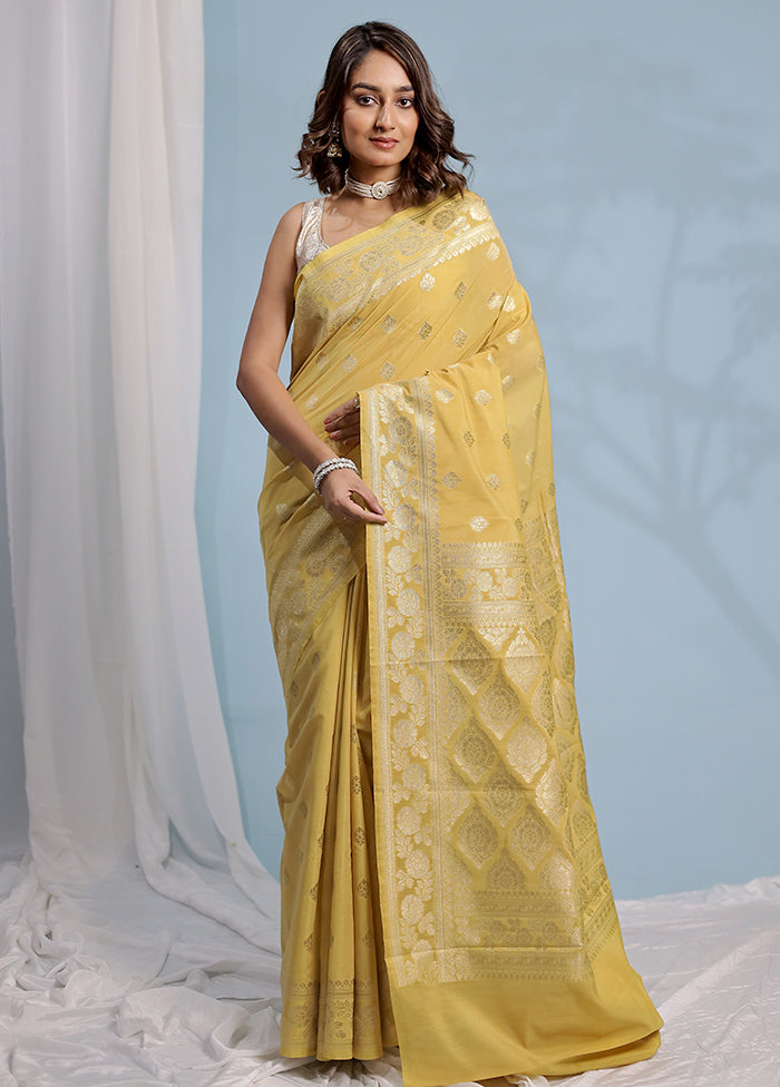 Yellow Uppada Silk Saree With Blouse Piece - Indian Silk House Agencies