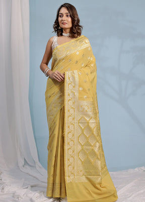 Yellow Uppada Silk Saree With Blouse Piece - Indian Silk House Agencies