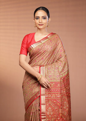 Green Printed Pure Silk Saree Without Blouse Piece