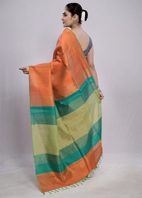 Rust Dupion Silk Saree With Blouse Piece - Indian Silk House Agencies