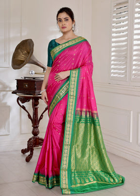 Purple Kanjivaram Pure Silk Saree With Blouse Piece - Indian Silk House Agencies