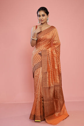 Peach Dupion Silk Saree With Blouse Piece - Indian Silk House Agencies