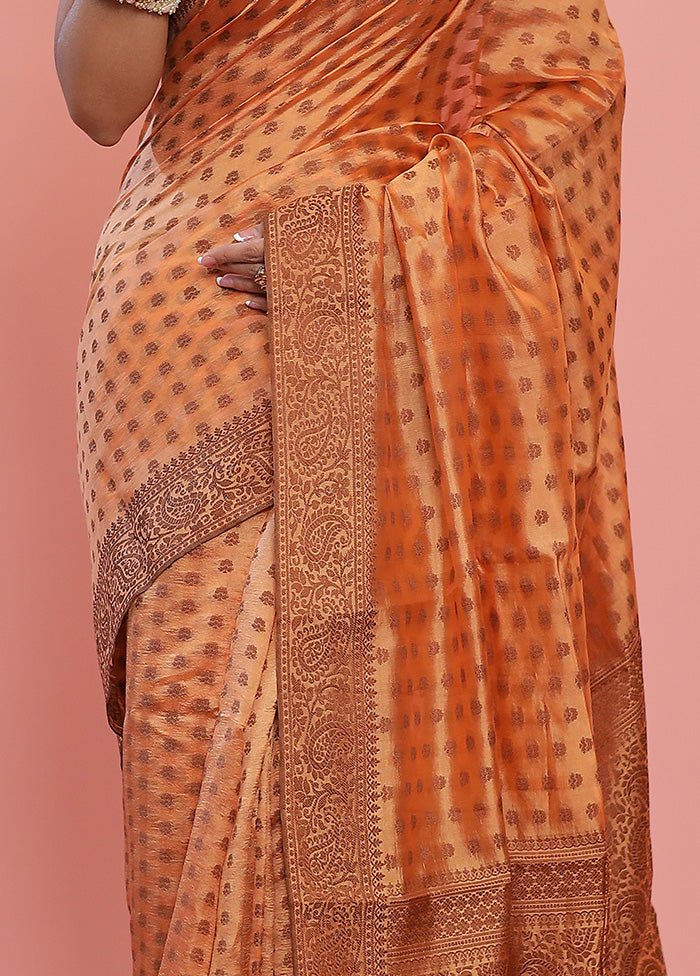 Peach Dupion Silk Saree With Blouse Piece - Indian Silk House Agencies