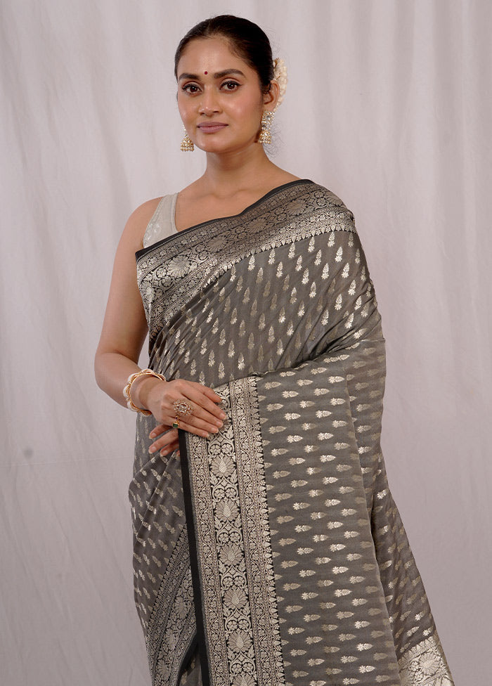 Grey Uppada Silk Saree With Blouse Piece - Indian Silk House Agencies